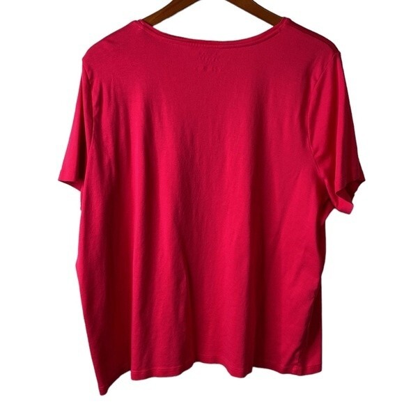 Talbots Tee 100% Pima Cotton Hot Pink Top Crew Neck Short Sleeve Barbiecore Soft - Picture 5 of 11